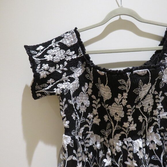 TORRID Mini Lace Smocked Off Shoulder Dress in Black White Evening Whimsigoth - Picture 4 of 14